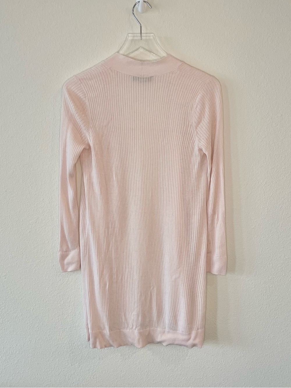 LOFT Pale Pink Open-Front Ribbed Cardigan - Picture 5 of 5